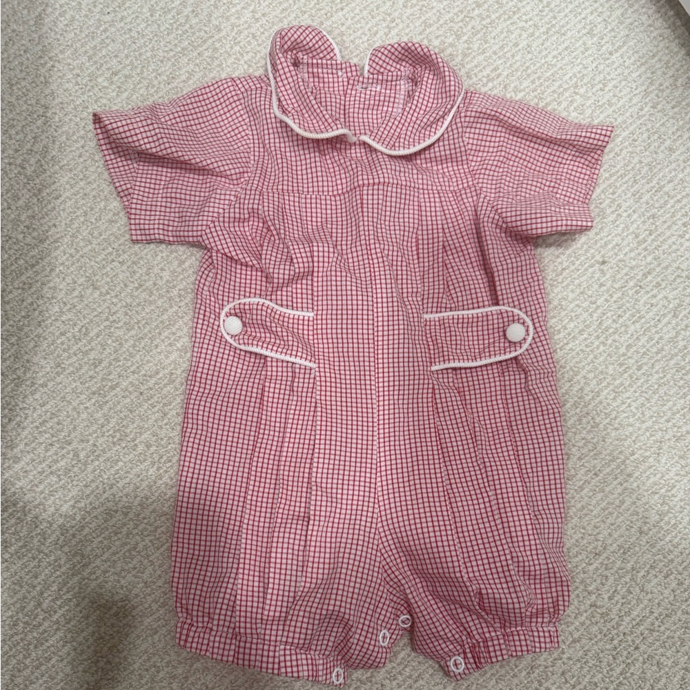Red Gingham Baby Romper